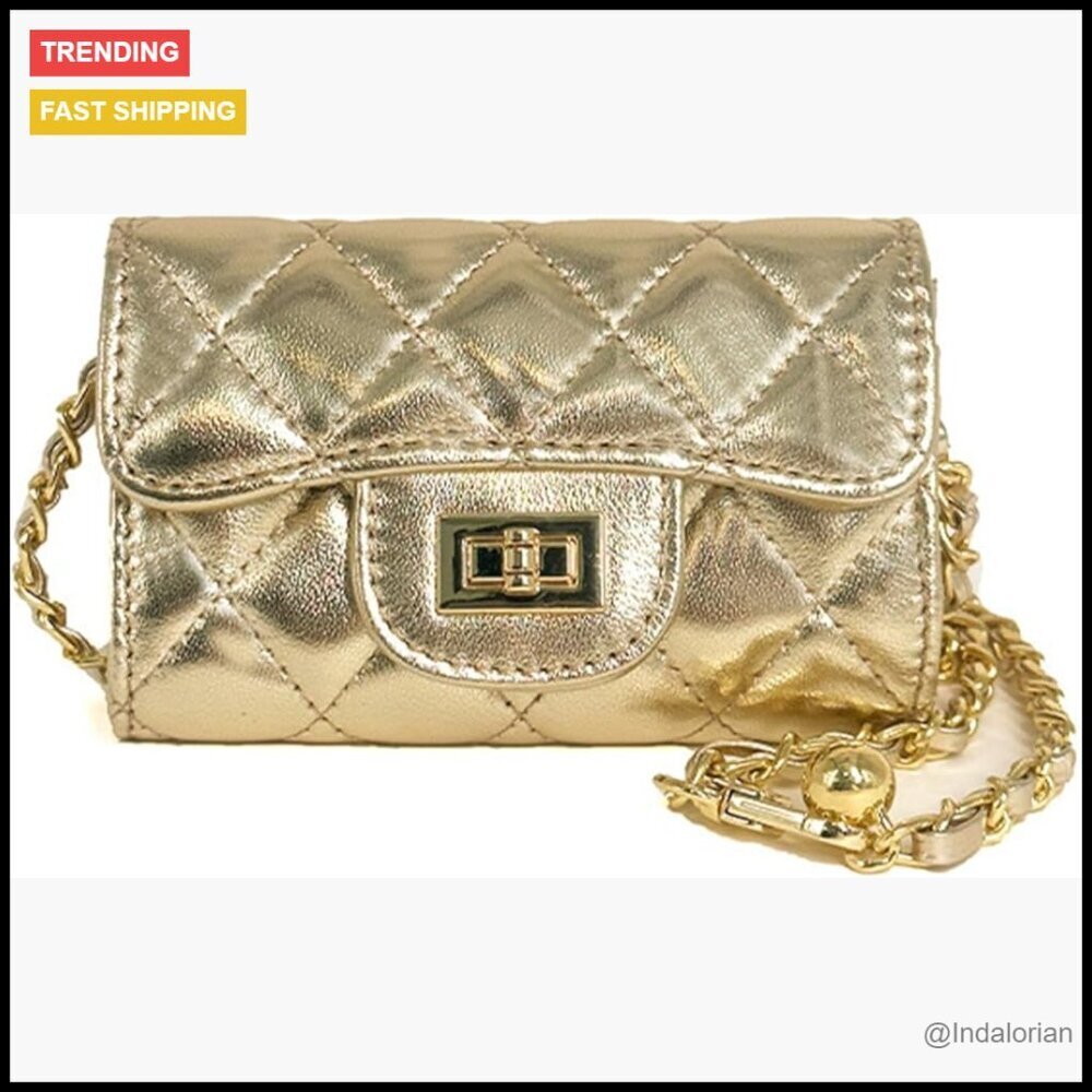 Mini Crossbody Bag Quilted PU Leather Chain Strap Compact Chic Minimalist